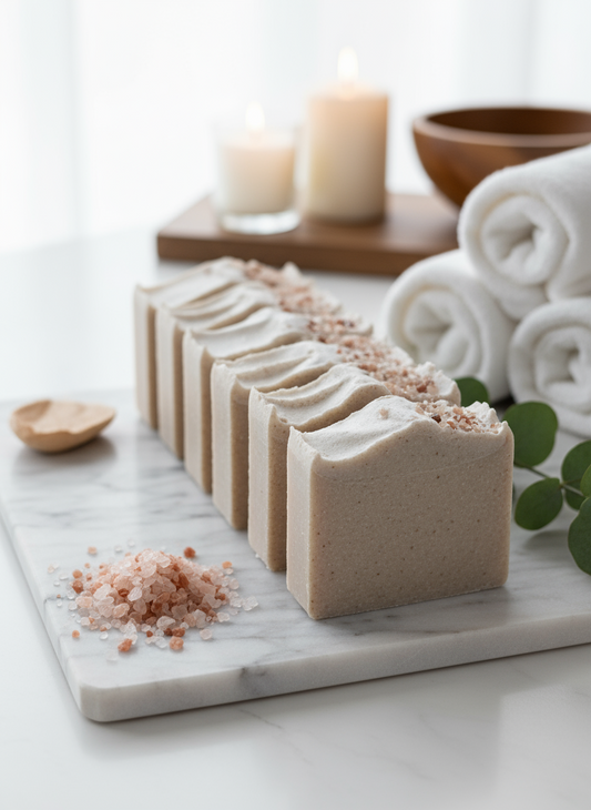 PINK HIMALAYAN SALT BARS + kaolin white clay