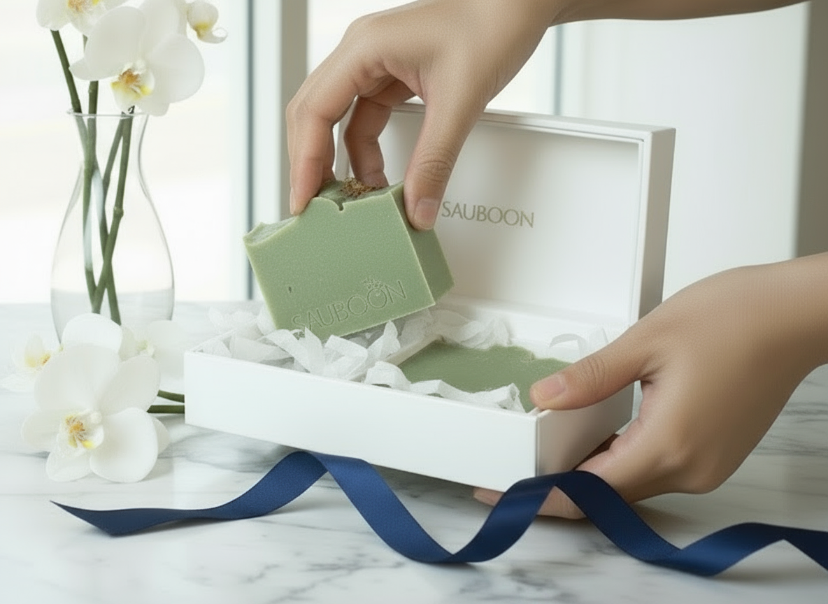 Gifting handcrafted soap makes a special thoughtful gift.

Sauboon Handcrafted Soaps: Luxurious, small-batch soaps enriched with natural clays for pure, radiant, and refined skin.

Experience natural luxury with Sauboon’s clay-infused, handcrafted soaps — made in small batches for elegant, honest skincare.

Sauboon creates luxurious, clay-based soaps crafted in small batches — pure, natural skincare with a touch of artistry.
