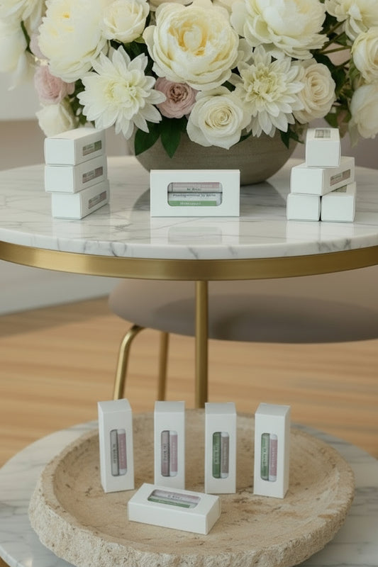 Our handcrafted luxurious lip balms are made locally here in San Diego in small batches. Highest quality ingredients used to give the best moisture, nourishment, and pampered experience. All our lip balms are made with coconut oil, cocoa butter, shea butter and lip safe flavor oils that smell amazing! Great for gifting for birthdays, party favors, celebrations, bridal showers or self care gift to yourself!