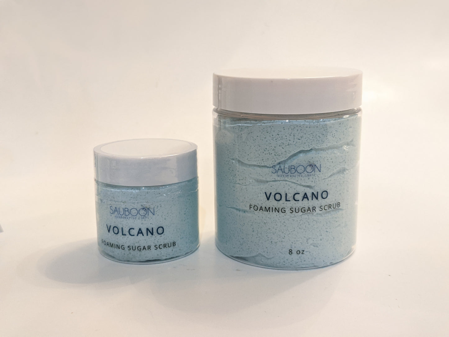 Handmade Volcano Foaming Sugar Scrub by Sauboon for gentle exfoliation and soft skin.  Volcano Foaming Sugar Scrubs. made locally here in San Diego in small batches.  Highest quality ingredients used to give the best lather, nourishment, exfoliation and cleansing experience.  Made with organic cane sugar, jojoba oil and sweet almond oil. Great for gifting for birthdays, celebrations, bridal showers or self care gift to yourself! 
