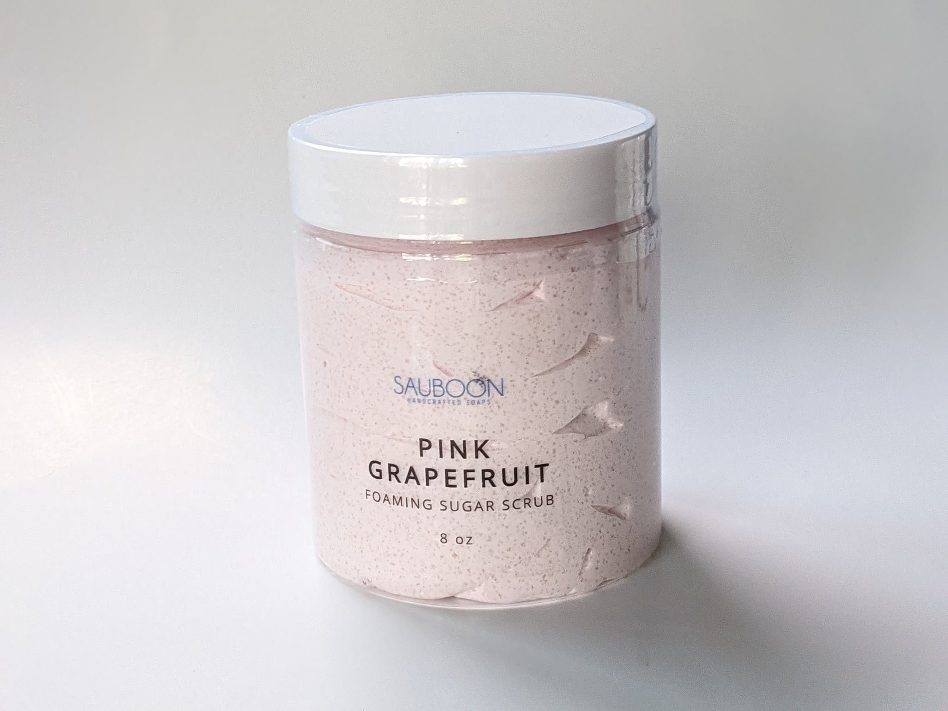 Pink Grapefruit Foaming Sugar Scrubs.  made locally here in San Diego in small batches.  Highest quality ingredients used to give the best lather, nourishment, exfoliation and cleansing experience.  Made with organic cane sugar, jojoba oil and sweet almond oil. Great for gifting for birthdays, celebrations, bridal showers or self care gift to yourself!