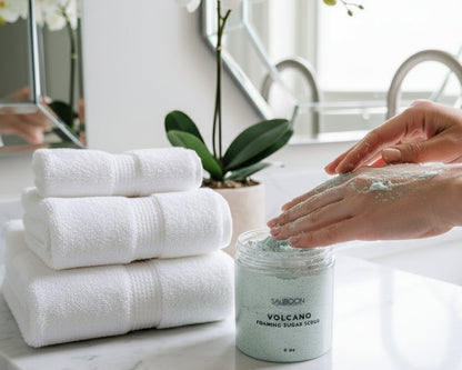 Volcano Foaming Sugar Scrubs. made locally here in San Diego in small batches.  Highest quality ingredients used to give the best lather, nourishment, exfoliation and cleansing experience.  Made with organic cane sugar, jojoba oil and sweet almond oil. Great for gifting for birthdays, celebrations, bridal showers or self care gift to yourself!