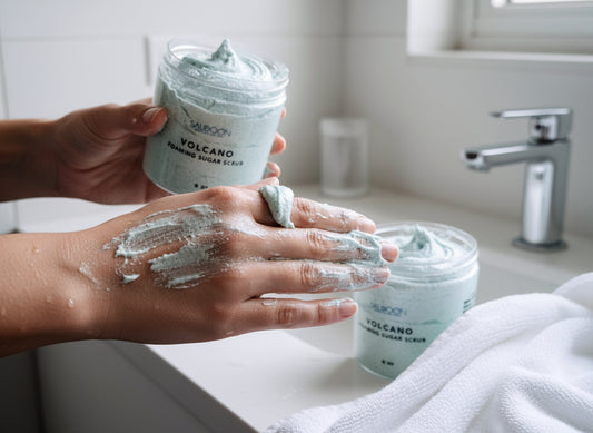 Volcano Foaming Sugar Scrubs. made locally here in San Diego in small batches.  Highest quality ingredients used to give the best lather, nourishment, exfoliation and cleansing experience.  Made with organic cane sugar, jojoba oil and sweet almond oil. Great for gifting for birthdays, celebrations, bridal showers or self care gift to yourself!